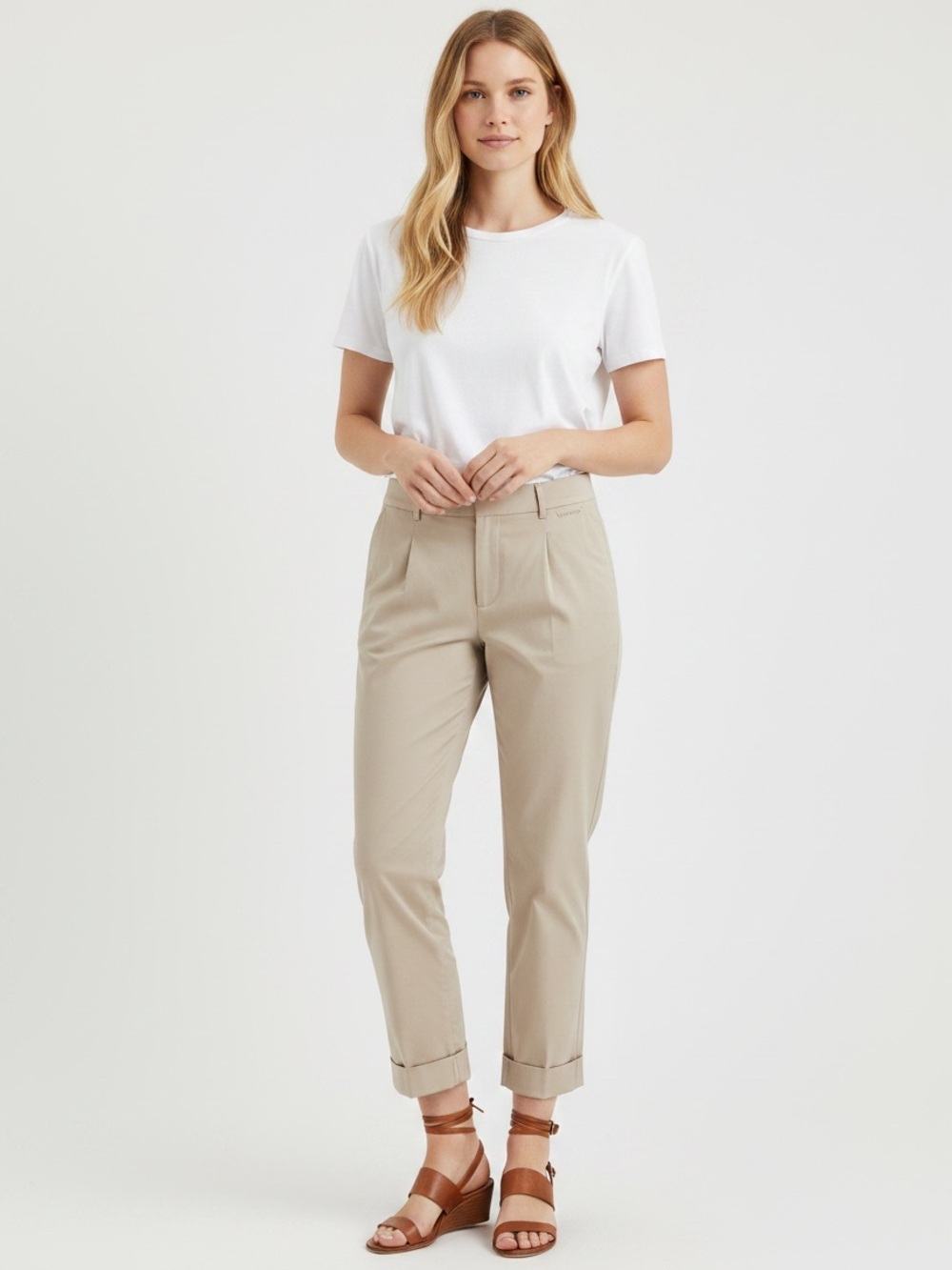 Kate Spade JASPER Modchino Cuffed Beige Tan Pants 14 NWT Classic Preppy Coastal